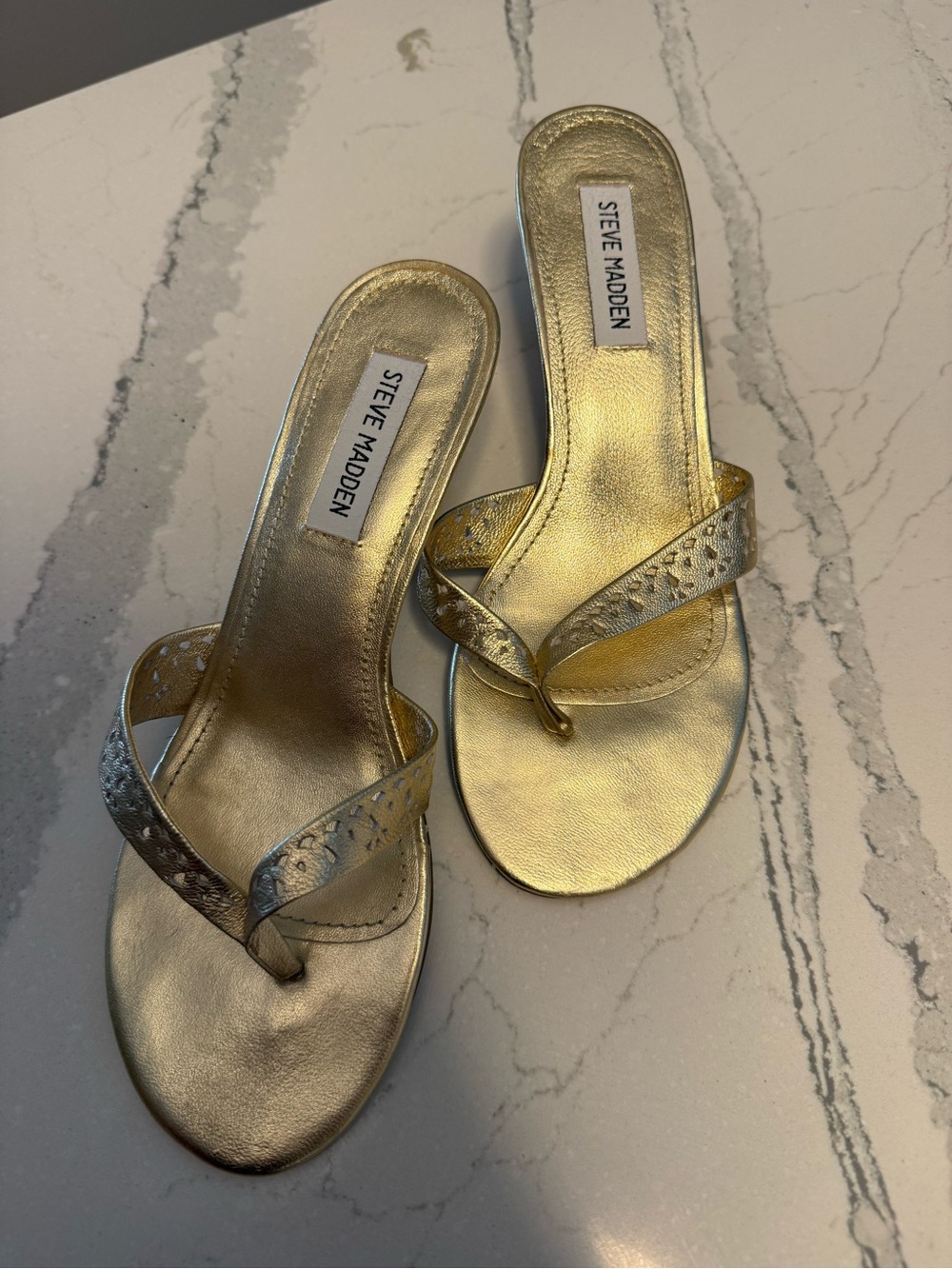 Steve Madden Gold Metallic Thong Sandals